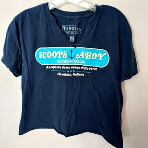 Stranger Things Tee No Evil Scoops Ahoy Hawkins Indiana crop Pop Culture